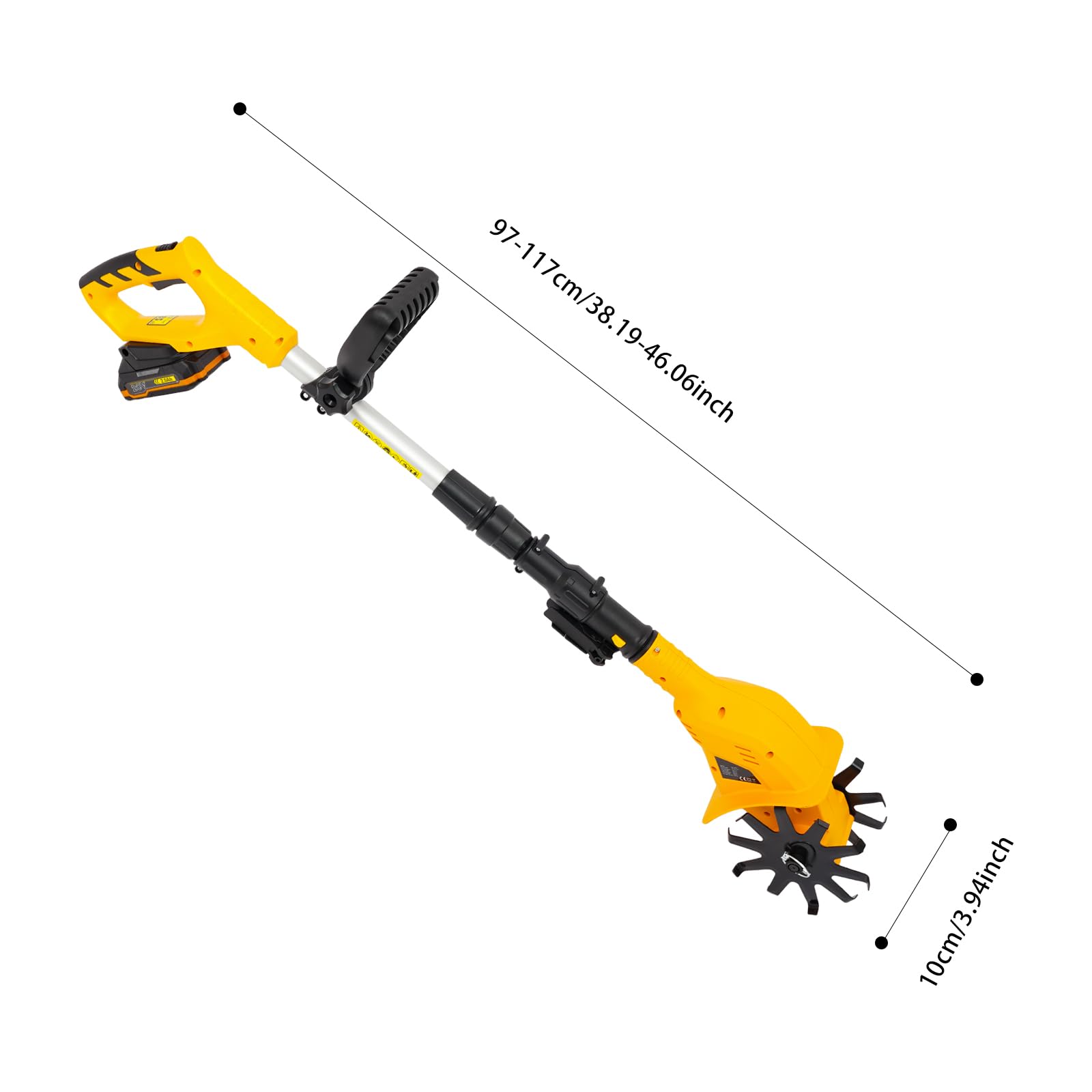 Motoazada eléctrica inalámbrica con batería, 85 dB, ruido de 85 dB, fresadora de suelo con 25 cm, para arriates, macizos de flores y huertos
