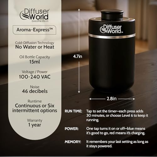 Difusor aromático eléctrico negro portátil para 600 sq ft miniatura 5