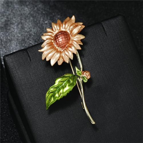 Image of WCRAZYE Sunflower Flower Brooch Pin for Women Girls Elegant Enamel Crystal Rhinestone Yellow Flower Plant Brooch Pin, Charm Sun Flower Coat Brooch for Mom Christmas Valentine's Day Jewelry Gifts