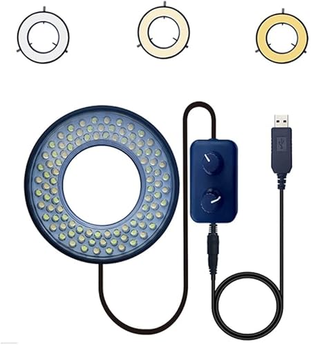 Miniatura 2 de Anillo de luz LED USB 5V 4 zonasRGBblanco frío cálido temperatura de color estéreo ajustable microscopio iluminador fuente (color  USB 96 LEDs 4