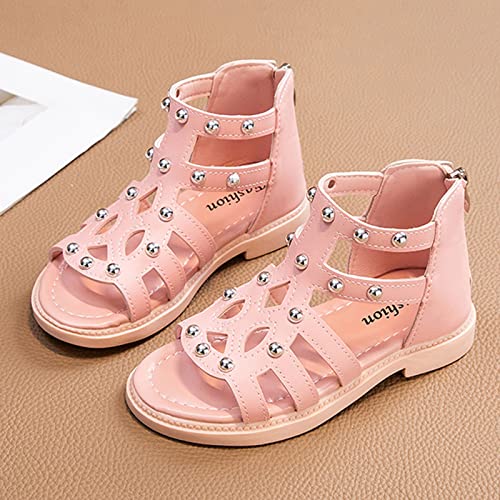 Toddler Baby Kid Little Girl High Top Sandals Open Toe Anti Slip Outdoor Sandals Summer Princess (Pink, 3 Big Kids)4