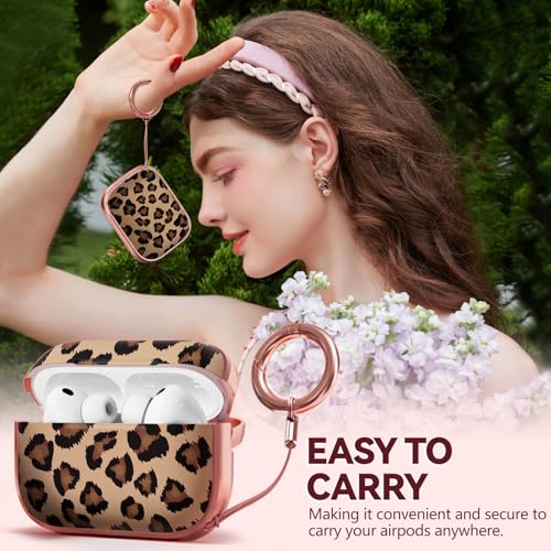 Image of Inesore for AirPods Pro 3 Case Cover 2025 with Lock-Black+ Brown Leopard | Two-Piece Design,with Gold Keychain & Clean Pen, As Phone Stand,Support Wireless Charging,Cute Luxury Case for Women Girly