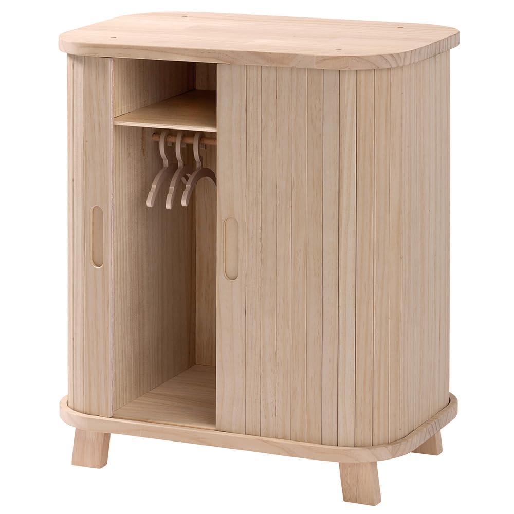 howa Armadio per bambole in legno Grace – Mobili per bambole con porta scorrevole, asta appendiabiti, mensola e 3 grucce 2670