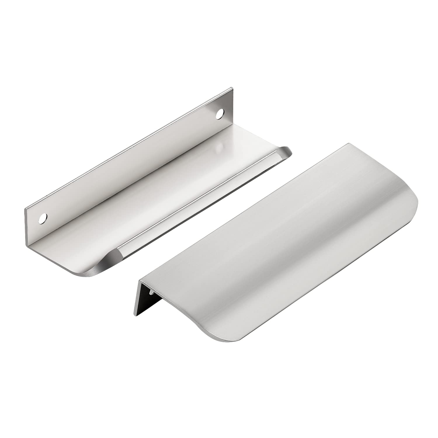 Ravinte 30 Pack Cabinet Handles Finger Edge Pulls 120mm/4.72 inch Silver Drawer Edge Pulls Brushed Nickel Finger Pulls for Cabinets Concealed Handles