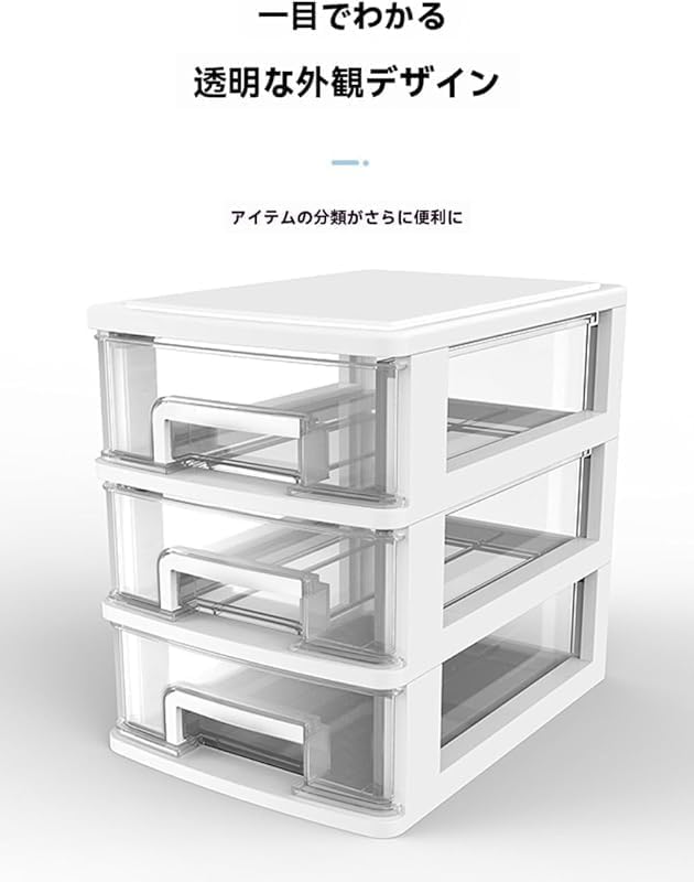 A5サイズの透明な3層プラスチック収納ボックス。デスクトップ、文房具、化粧品、事務用品などに最適です。透明で白い。