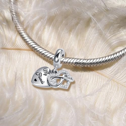 Image of Best Friendship Sister Love Charm Spinning Heart Cubic Zirconia Bead for Pandora Bracelet