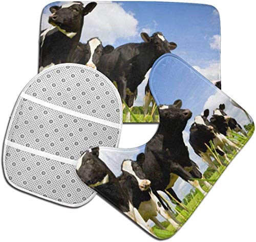 RedBeans Badvorleger mit Kuh-Motiv, rutschfest, 3-teiliges Flanell-Set, inkl. weicher Badematte, WC-Vorleger und WC… – Bild 4