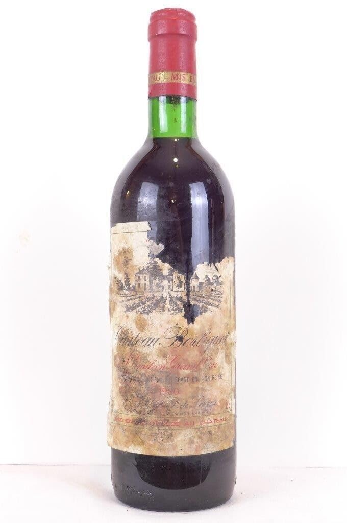 saint-émilion château berliquet grand cru (étiquette déchirée) rouge 1980 - bordeaux