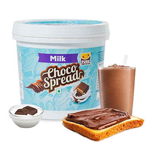 Image of Pure Temptation Chocolate Spread with Cocoa (1 Kg) | Milk Chocolate Cream for Bread, Smoothies, Fudge, Cakes, Choco Shakes, Sandwich, Roti, Fruits & Perfect for Breakfast | 100% Vegetarian, Protein-Rich | Pack of 1