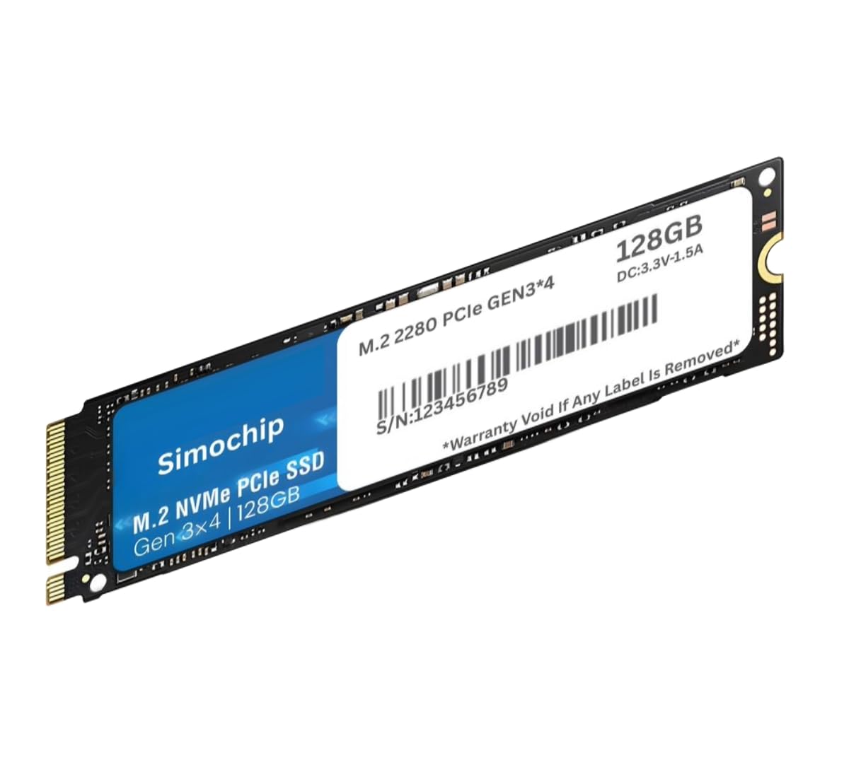 128GB NVMe Gen 3x4 Internal PCIe M.2 Solid SSD AI Speed (SSD Hard