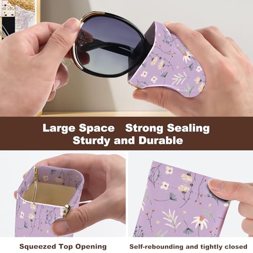 Image of Anikathy 2Pcs Sunglass Eyeglass Glasses Case Soft PU Leather with Cleaning Cloth Portable Glasses Pouch Bag for Men Women