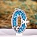 3 Inch Starfish Birthday Number Candle (No.0), Glitter Number Candle Cake Starfish Sequins Cake Numeral for Birthday Wedding Anniversary Mermaid Themed Party (Blue, 0)