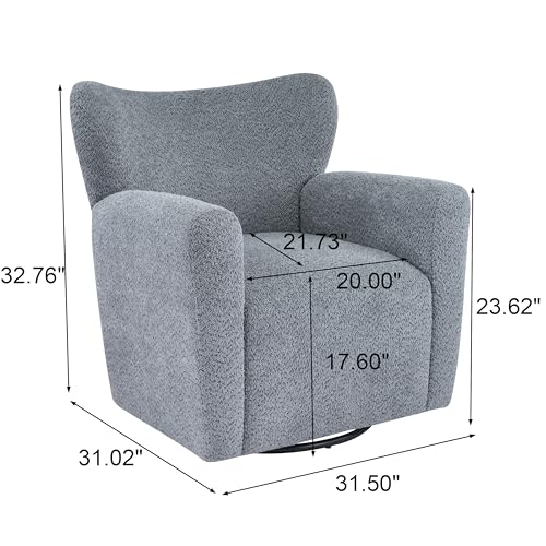 Sillón giratorio tapizado bouclé azul polvoriento miniatura 2