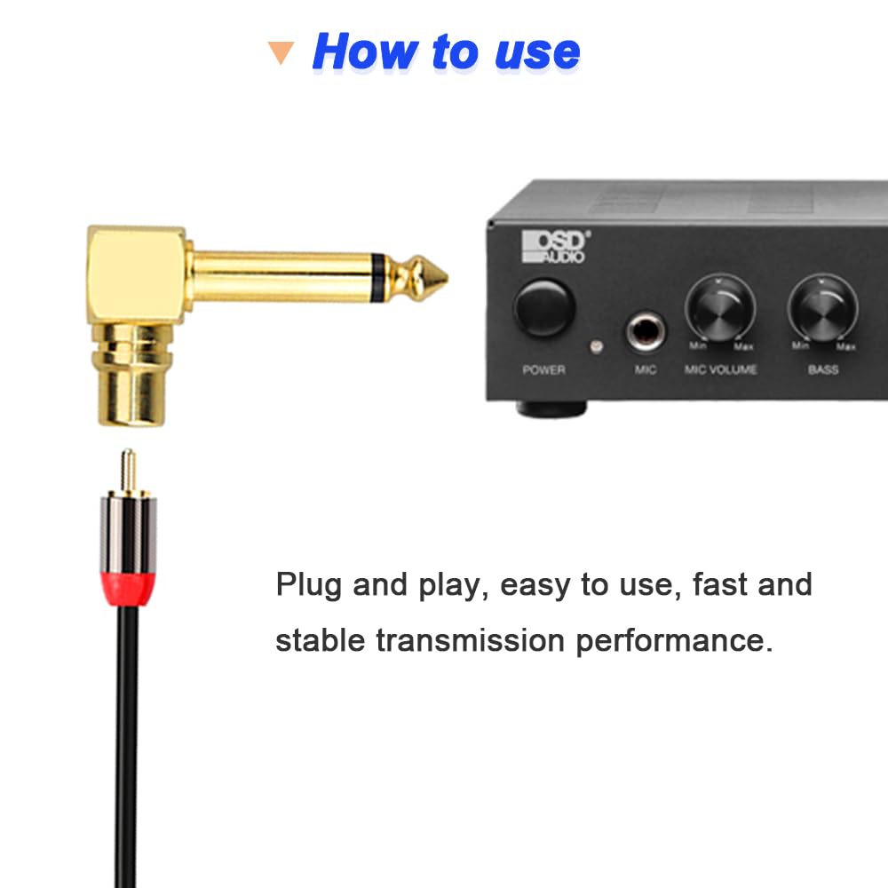 Adaptador De Audio RCA A 1/4 Pulgada (6,35 Mm) - Conector Macho A Hembra, Chapado En Oro