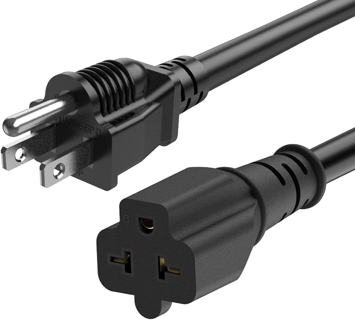 6-FT 12AWG 15 Amp Household Plug to 20 Amp T-Blade Adapter Cable Nema 5-15P to 5-20R,5-15P to 6-15R/20R 15Amp-Male to 20Amp-Female Extension-Cord,15A 125V to 20A 250V AC Power Cord