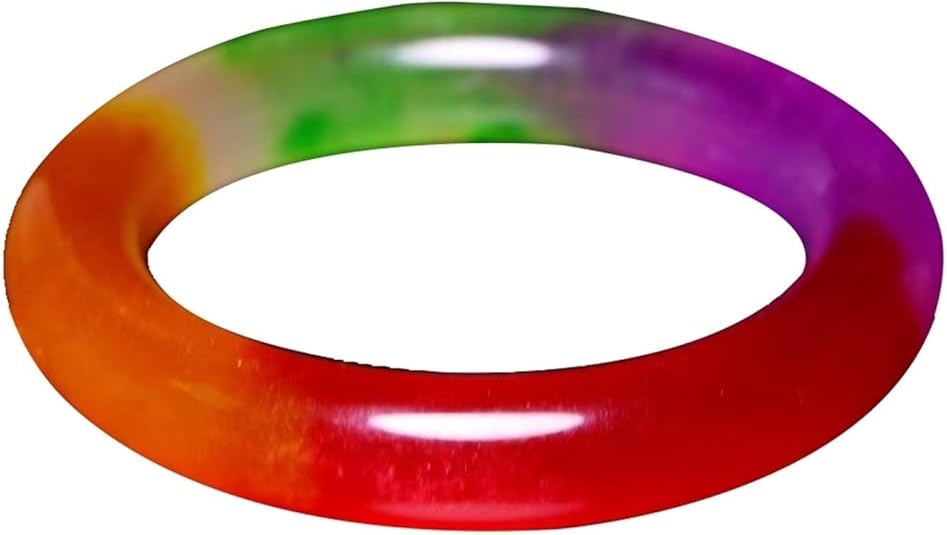 Jade Bangle Bracelet for Women, Colorful Floating Flowers Ice