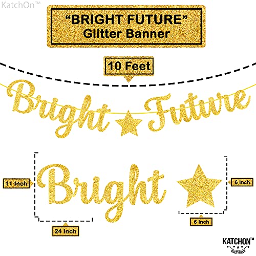 Image of KatchOn, Gold Graduation Banner 2026-10 Feet, Pre Strung | Bright Future Gold Graduation Banner for Graduation Decorations 2026 | Bright Future Decorations, 2026 Graduation Decorations