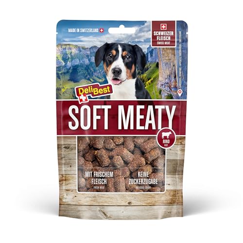 DeliBest Soft Meatys aus Rindfleisch I Hundesnacks getreidefrei I gesunder Hundesnack I Trainings Leckerli I Leckerli Hund I Hunde Snack mit hohem Fleischanteil I 150 g