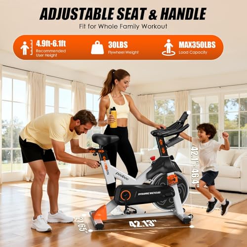 Image of pooboo Exercise Bike,Stationary Bike for Home with Exclusive App,Indoor Magnetic Cycling Bike with Low noise,Tablet Mount,LED Display and Fitness Courses for Weight Loss,350 lb Weight Capacity