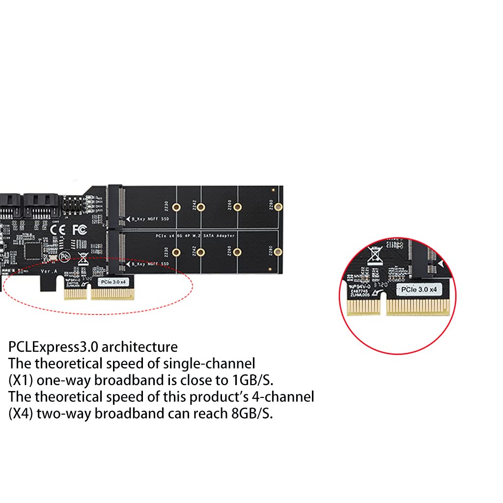 PCIe3.0 X1 X4 dla M.2 SATA SSD na PCIe X1 konwerter karty adapter z 2xM2 2xSAT