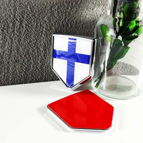 Image of Newperlite Finland Flag Decal Sticker Car Emblem Finnish Flag Car Decoration Accessories Chrome Shield for Truck Vehicles Cars, 2 Pack