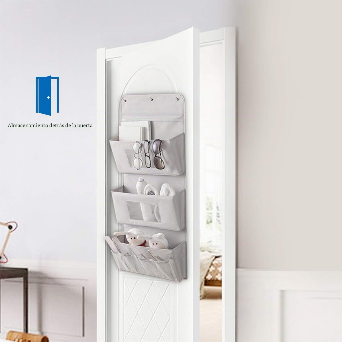 Organizador Colgante con Bolsillos Práctico Almacenamiento Colgante Organizador Bolsillos para Cocina Dormitorio Albaricoque