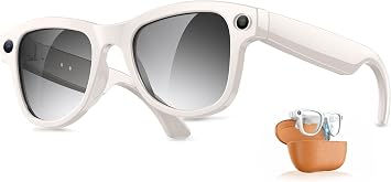 Lucky Miner AI Smart Glasses 4K Camera & Charging Case, 8MP HD Recording, Noise-Canceling, AI Voice Control, Real-Time Translation, Photochromic Lenses, Unisex for Travel & Business