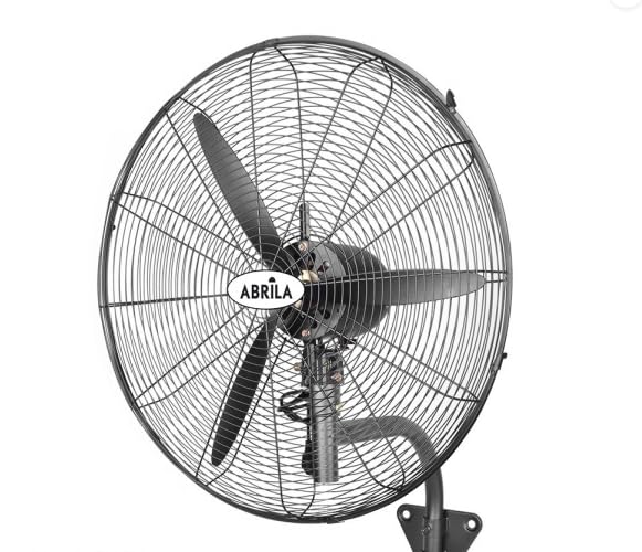 ABRILA- Ventilador de Pared Industrial Borrasca | 280W | Oscilante y Fijo | Protección Contra Sobrecalentamiento | Negro