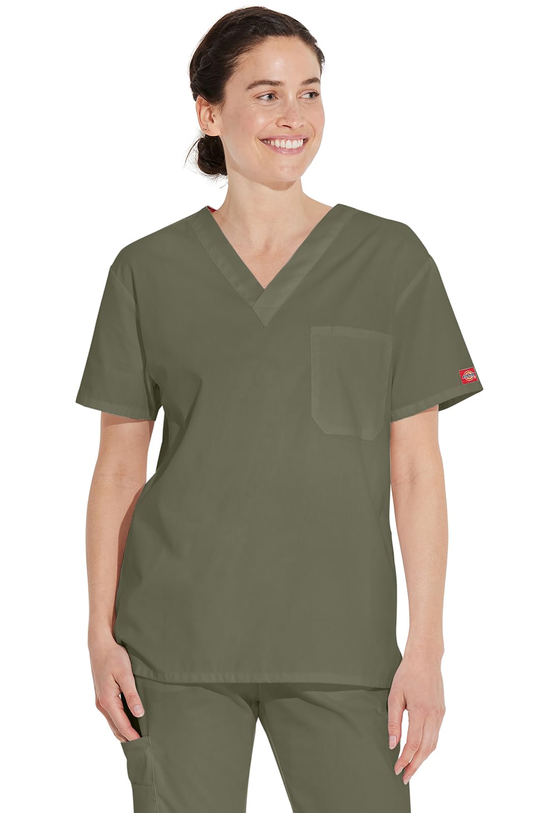 CHEROKEE Men's signature Medical Scrubs Shirt, Olive, M UK