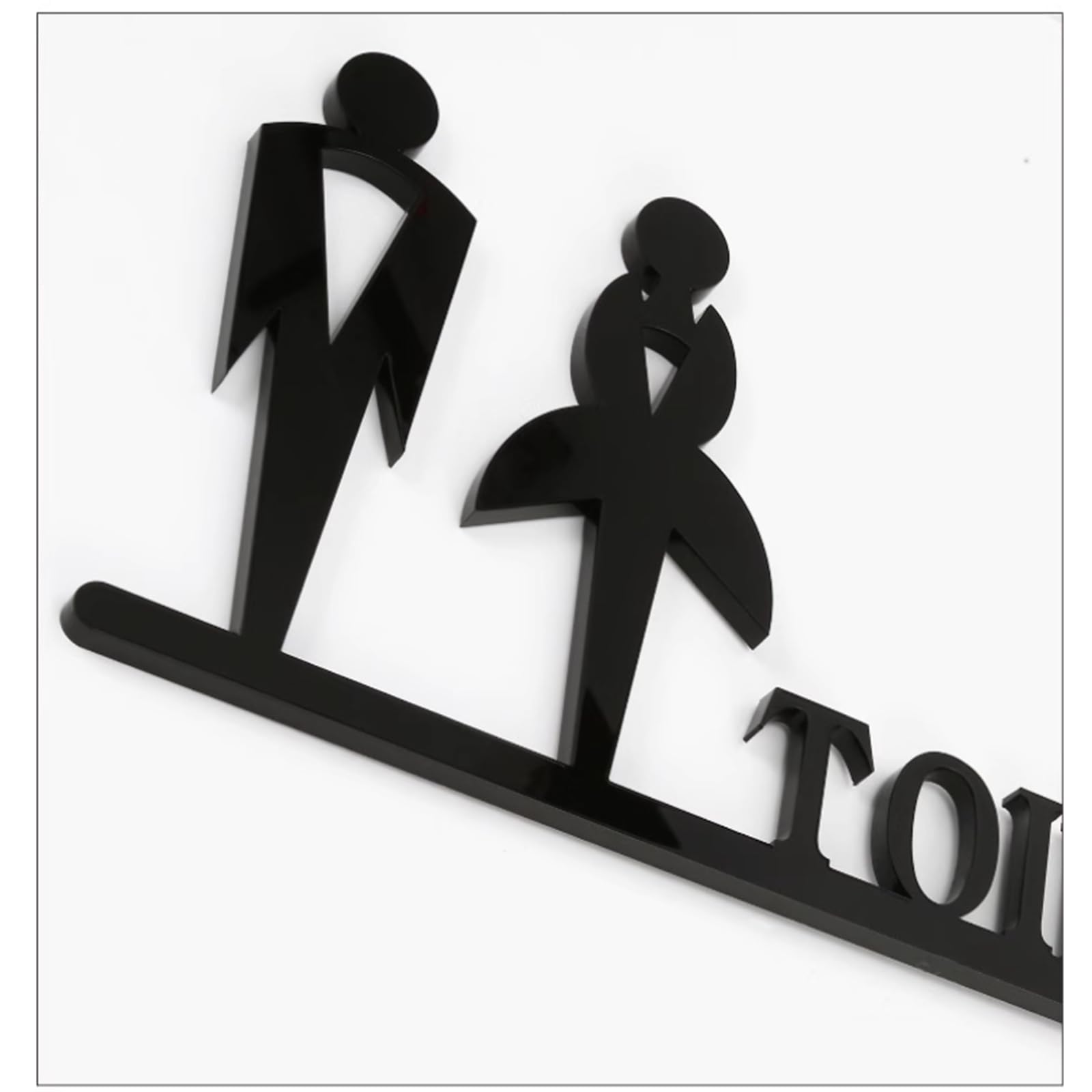 Cartelli per Bagni per Aziende, Cartello per WC con Freccia Direzionale, Cartello per Bagno in Acrilico per Donne E Uomini, per Uffici E Ristoranti, 14,2 X 9 Pollici, Nero