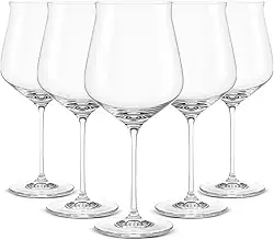 Conjunto de 6 Taças de Cristal para Vinho Tinto Branco 650ml Design Moderno titânio