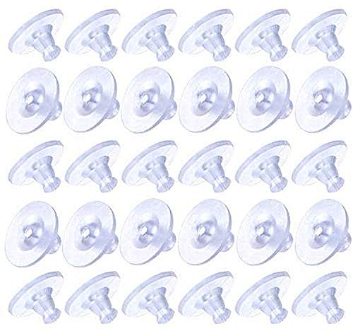 TYTF 100 tapones para los oídos, de goma transparente, cierres de silicona, aptos para alérgicos, en calidad de joyería Cover