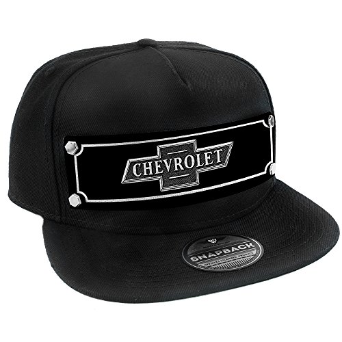 Buckle-Down Men's Snapback Hat-Chevrolet Bowtie Emblem Black/White, Multicolor, One Size Fits Most