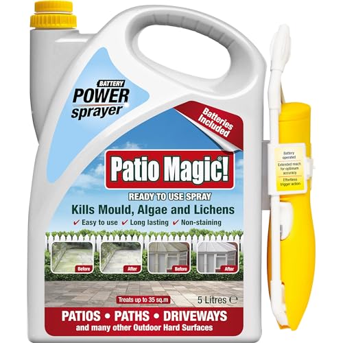Patio Magic! Battery Power Sprayer: Ideal for Patios Paths and Driveways (Kills Algae and Lichens) 5 Litres (Package may vary)
