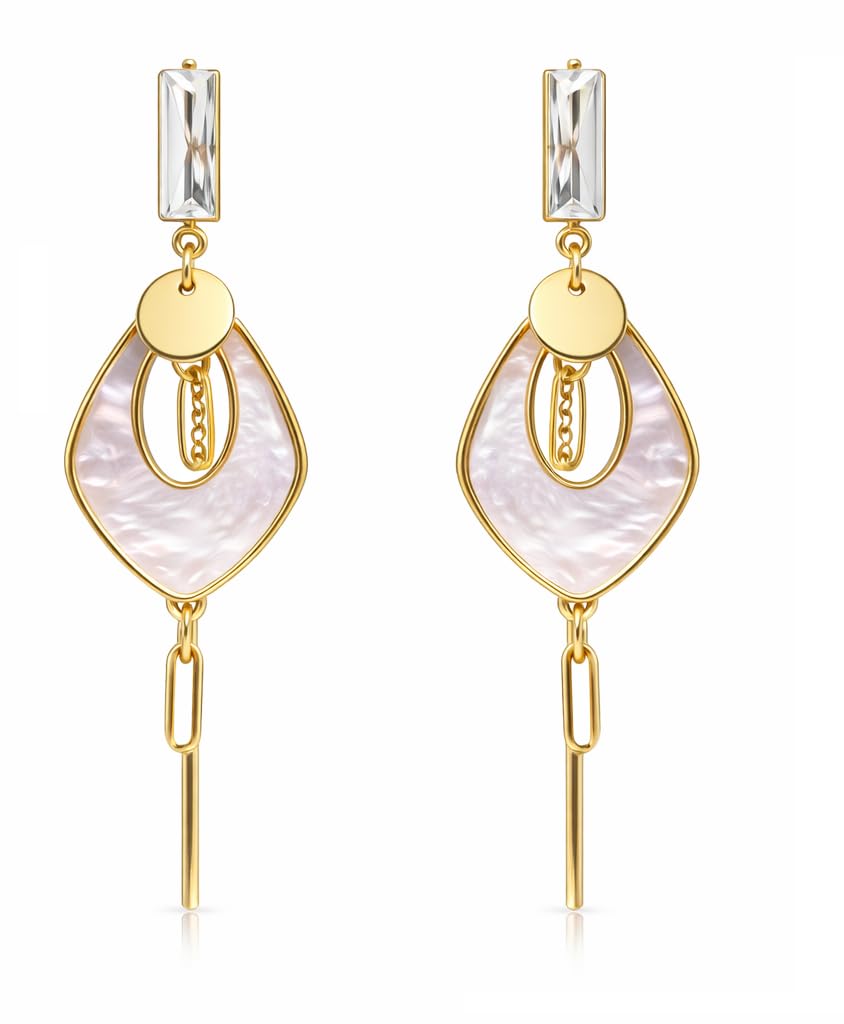 Designer Gold Tone Long Dangle Earrings | Crystal Top with Pearl Stone Drop | Trendy Statement Earrings for Women & Girls - Review, Price and Buying Guide