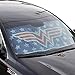 Wonder Woman Red Logo DC Comics Official Licensed Front Windshield Sun Shade-Accordion Folding Auto Sunshade for Car Truck SUV-Blocks UV Rays Sun Visor Protector-Keep Your Vehicle Cool- 58 x 27 Inch