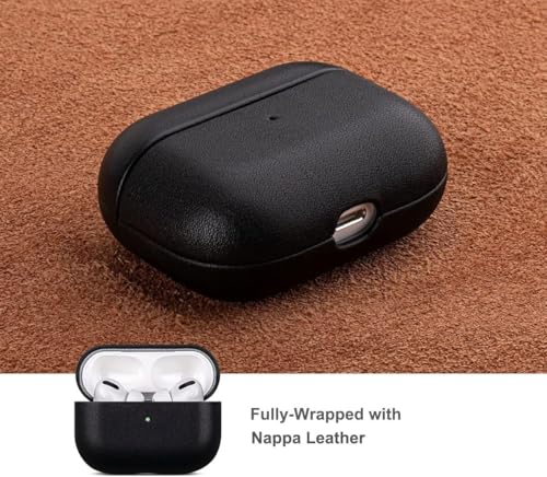 Image of Meyaar Silicone Leather for AirPods 4 and AirPods 4 with Active Noise Cancellation (ANC) (2024) Front LED Visible with Carabiner Thread (Black)