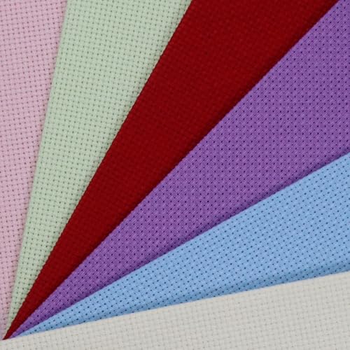 Image of KCS 6 pc of 12 inch x 18 inch (30cmx45cm) Counted Cotton Aida Cloth Cross Stitch Fabric (14CT-E)