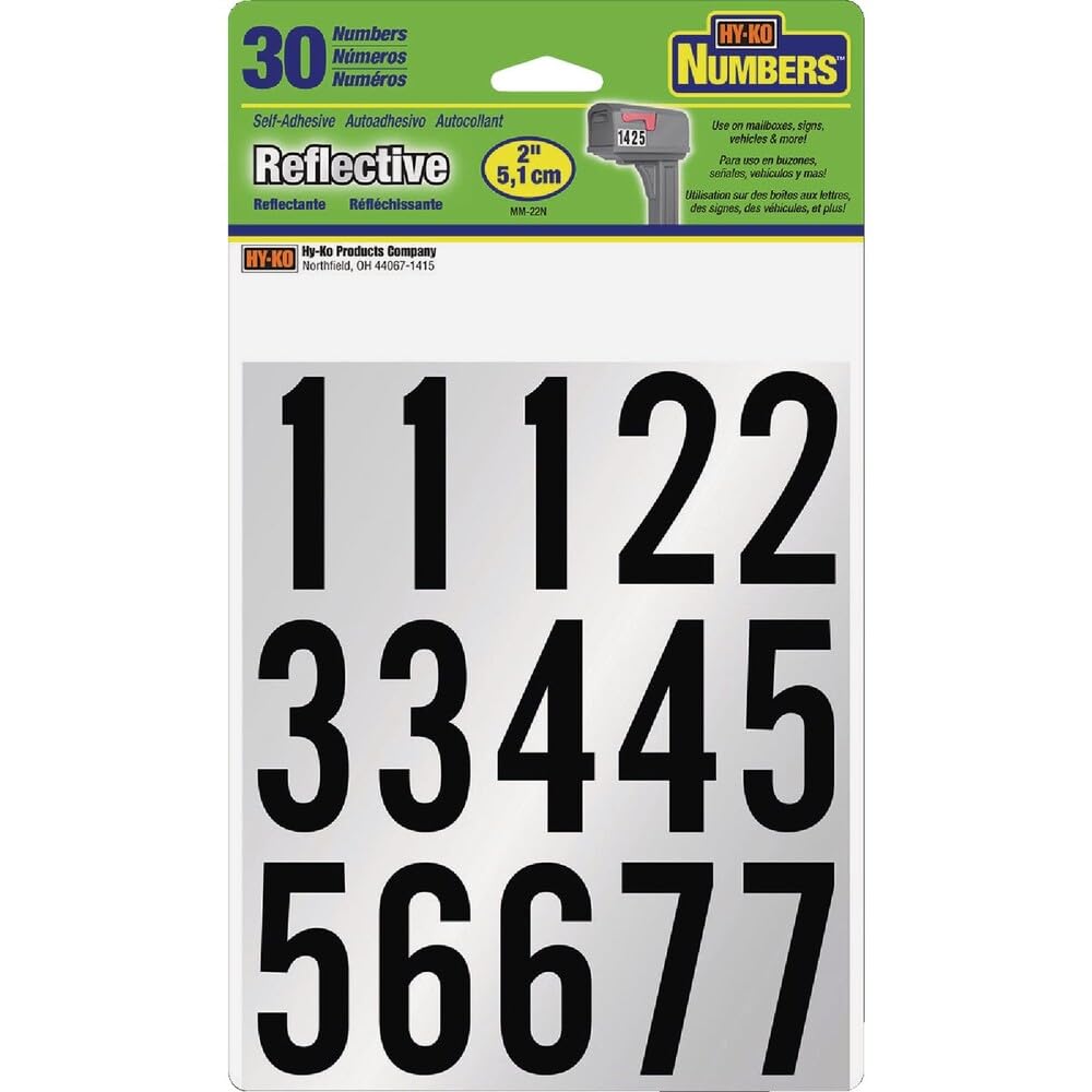 Hy-Ko Packaged Numbers &amp; Letters, DIY Address Number Stickers for Deliveries and Navigation, Self-Adhesive House Decals for Siding, Door, Mailboxes