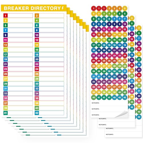 10 Hojas de Etiquetas para Paneles de Interruptores, 7 Etiquetas de Catálogo de Interruptores y 3 Etiquetas de Números, Etiquetas de Directorio de Números Eléctricas Impermeables Autoadhesivas