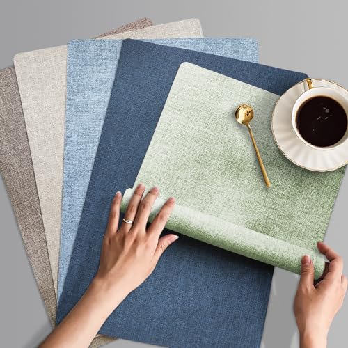 Leather Placemats and Coaster Sets 6, Large Table Mats, Waterproof & Heat Resistant Place Mats(Blue) - Image 4