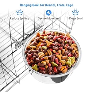 Kennel Water Bowl, 2 Packs No Spill Hanging Cage Crate Bowl for Cat, Small Dog Feeder -2 Cups / 1 Pint