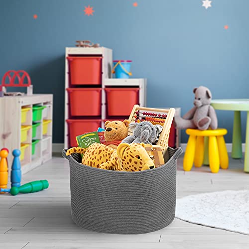 Dark Gray Storage Basket - 22”X14” - Toy Bin | Toy Basket & Towel Basket | Large Basket For Blanket #TOP3