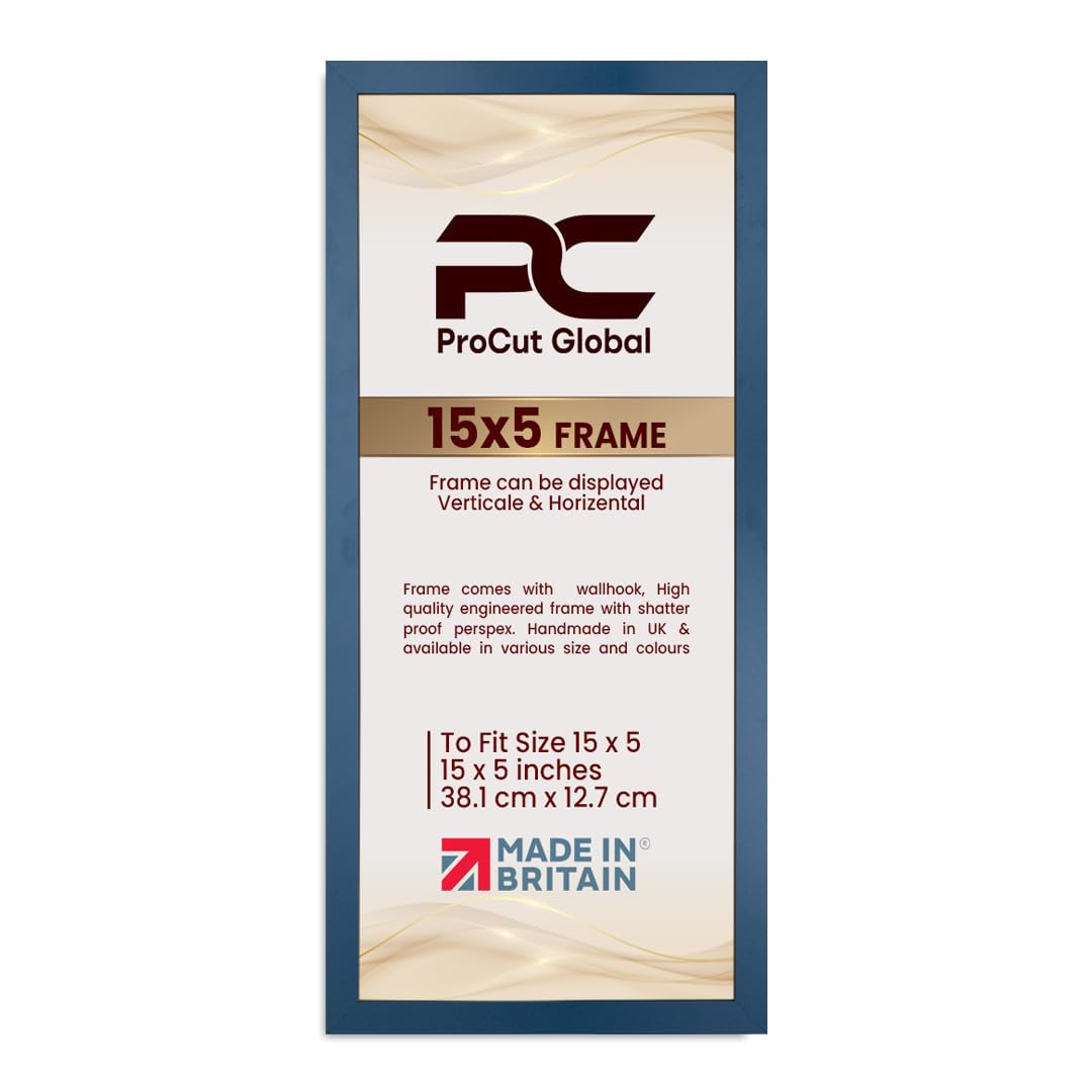 Procut Global 15X5 Navy Blue Picture Frames - Modern Wooden Photo Frame with Shatterproof Perspex for Wall or Tabletop - Perfect for Posters, Certificates, Prints - Sizes & Colors Available โ image 1