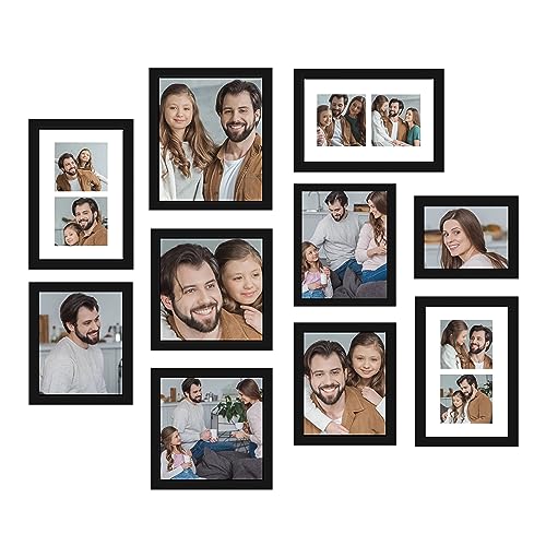 Image of Art Street Large Collage Wall Photo Frame Individual Picture Frame Set For Living Room, Decorative Wall Hanging Home Decor - Set Of 10 (6x8, 8x8, 8x10, 6x10 Inch, Black)