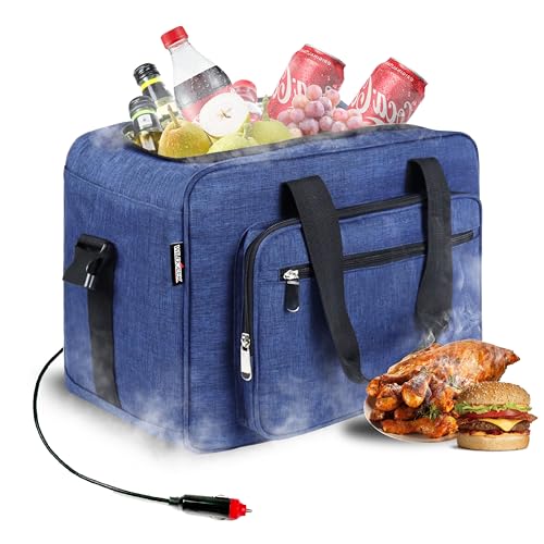 Image of Electric Cooler Bag, Portable Electric Cooler, Foldable Heater Bag, Powered 12 Volt AC /DC Compatible, for Cooling Pre-Cooled Food & Drinks