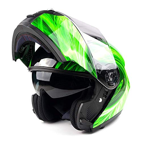 Typhoon Helmets TH158GRNM Typhoon Th158 Adult Modular Motorcycle Helmet Dot Dual Visor Full Face Flip-Up thumb #2