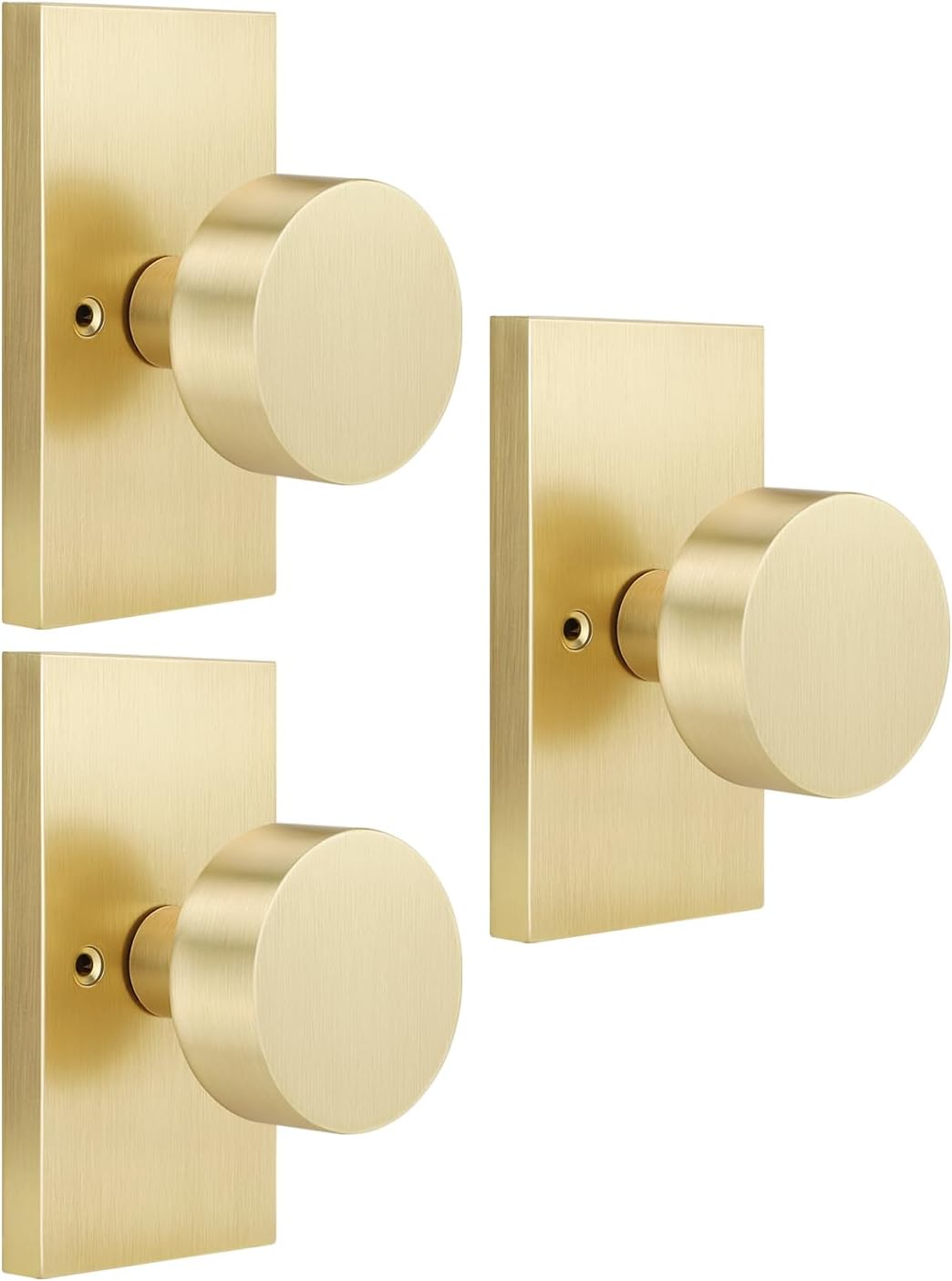 EHOMEWARE 3 Pack Dummy Door Handles Interior, Single-Sided Gold Door Knob for Closet & Pantry Doors, Heavy Duty Push-Pull Door Knobs, Fits Left- & Right-Handed Doors
