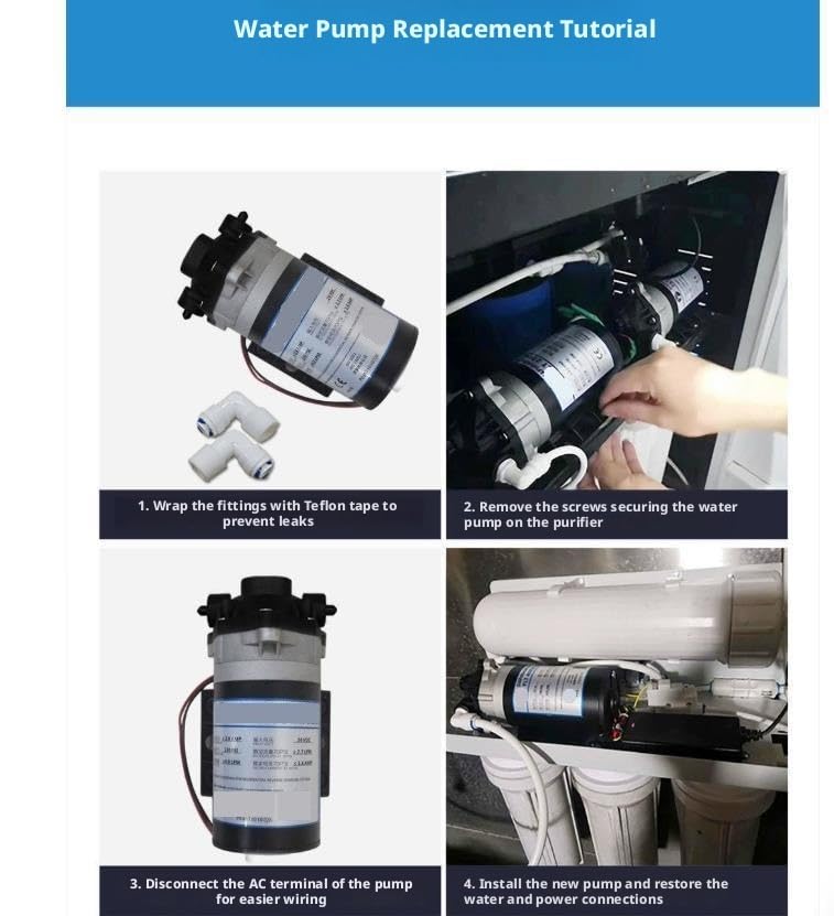Pompa booster a membrana acqua DC 24V RO, pompa acqua ad alta pressione silenziosa per di filtraggio dell'acqua ad osmosi inversa(600g)