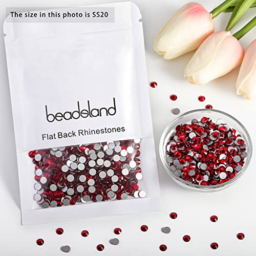 Image of Beadsland Flat Back Crystal Rhinestones, Siam, SS20, 2880pcs | Flatback Glass Gems, 4.6-4.8mm, for Nail Art Craft, Glue Fix